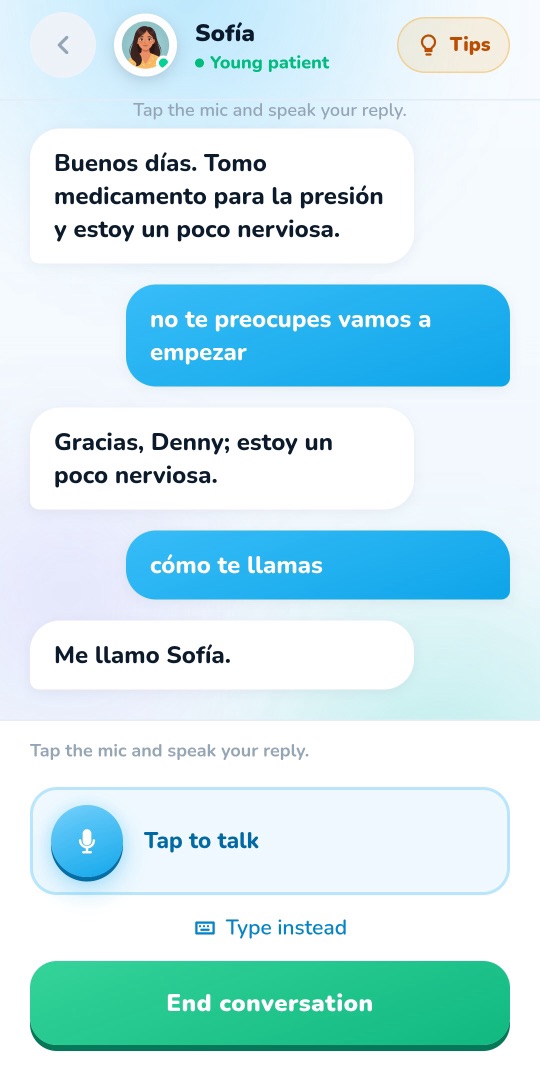Speak to an AI patient who answers you back.